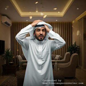 رجل في غرفة معيشة ينظر بقلق إلى إضاءة تهتز — ارتعاش اللمبات وتحديد المشكلة في 5 دقائق | شركة كشف أعطال الكابلات
